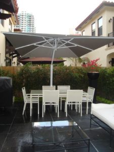 Commercial umbrellas must be able to withstand bad weather